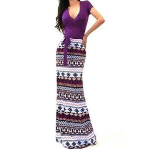 Liza Faux Wrap Evening Casual Party Maxi Dress